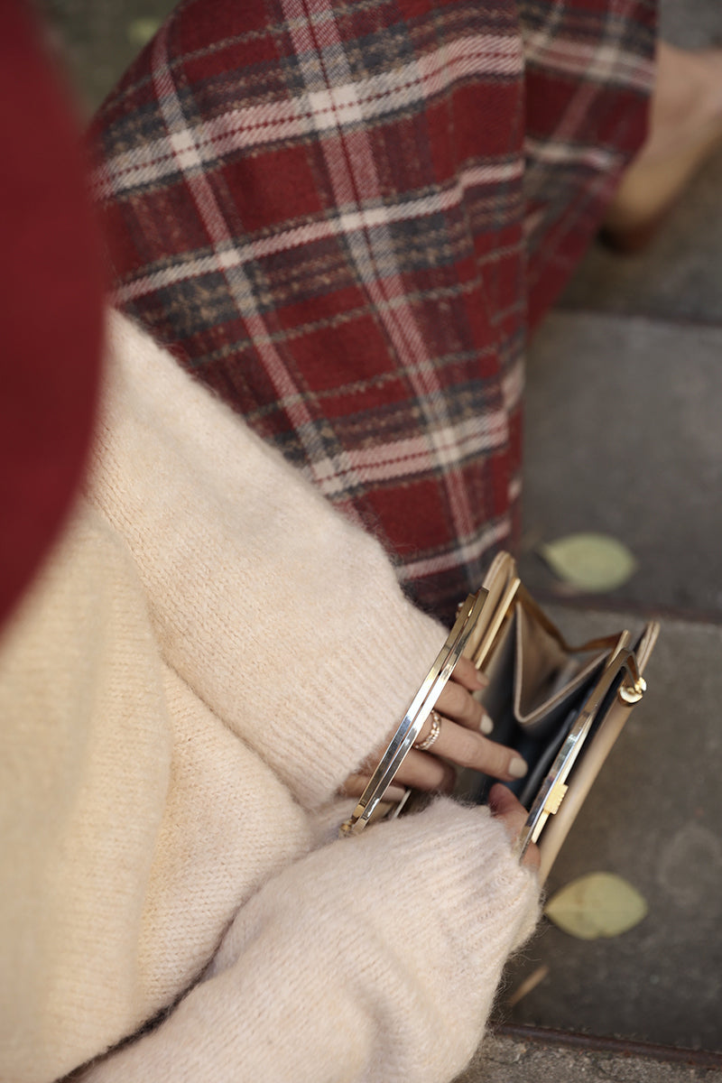 Crimson Diagonal Plaid Retro Skirt