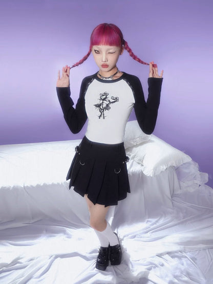 Rose Print Raglan Sleeve T-Shirt【s0000003840】