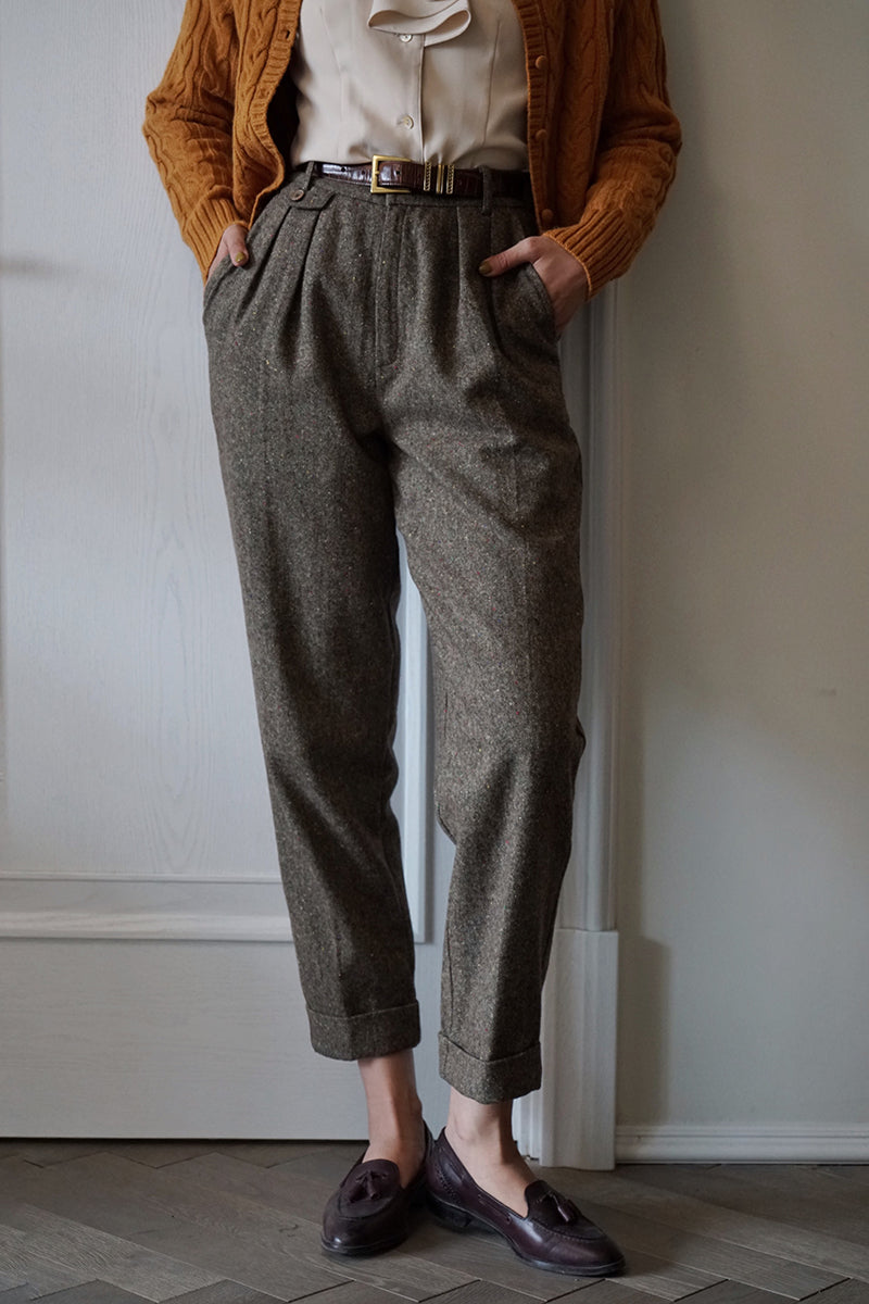 British lady's herringbone pants