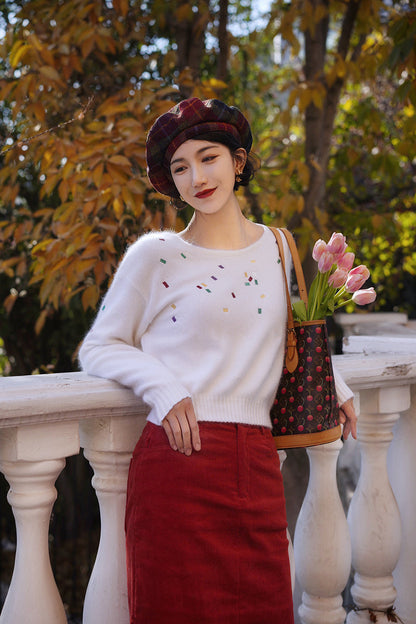 Confetti embroidery knit sweater