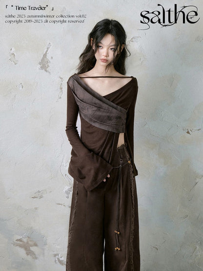 V-neck Strap Design Irregular Knitted Tops【s0000004381】