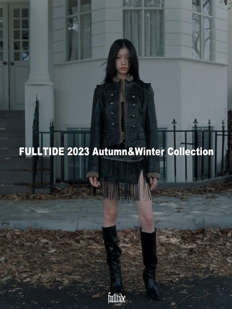 Leopard Pattern Splicing Leather Jacket & Wide Pants【s0000004172】