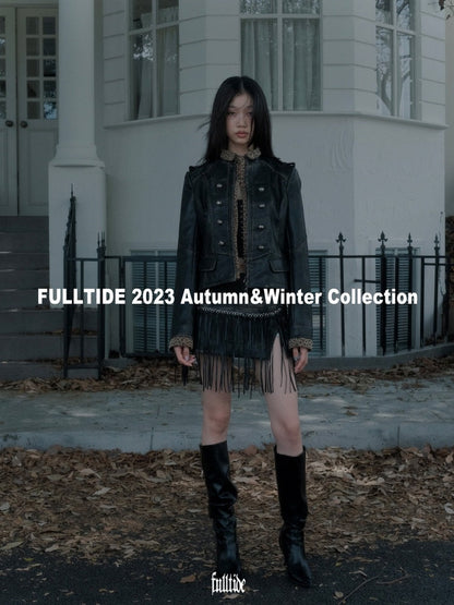 Leopard Pattern Splicing Leather Jacket & Wide Pants【s0000004172】