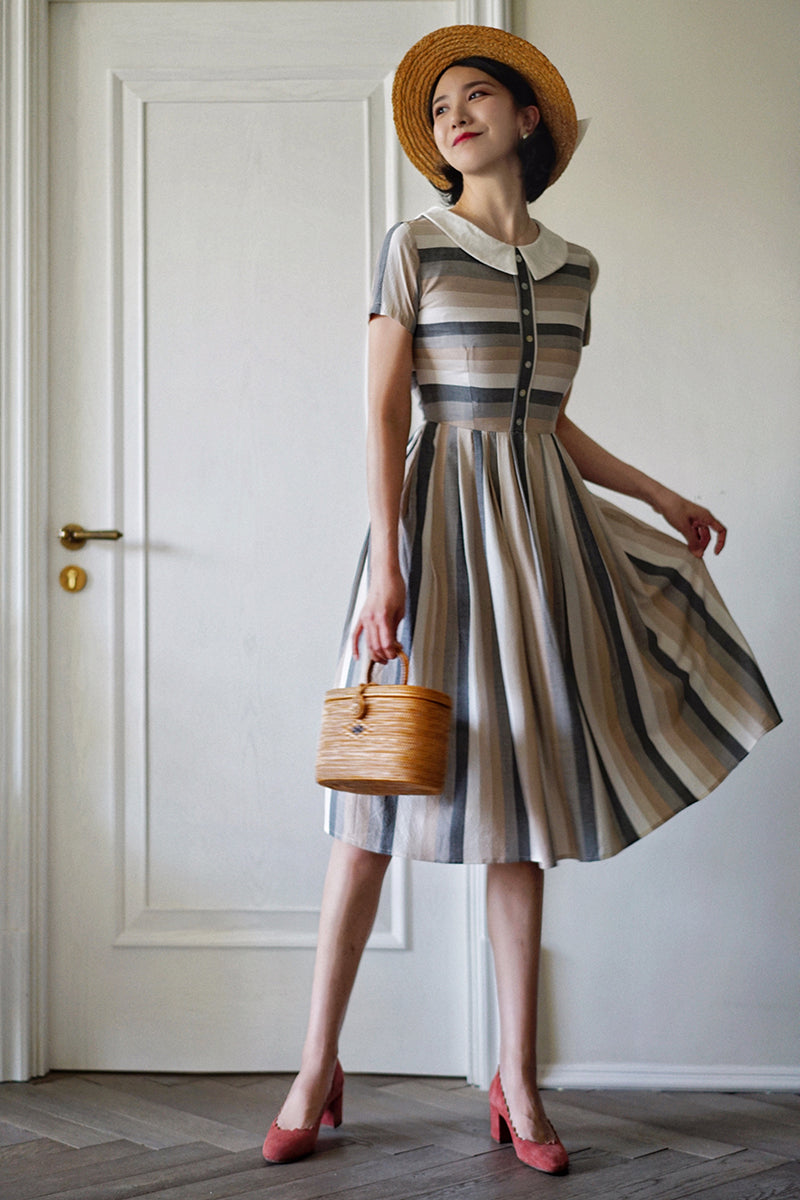 Literary Lady Vintage Striped Dress