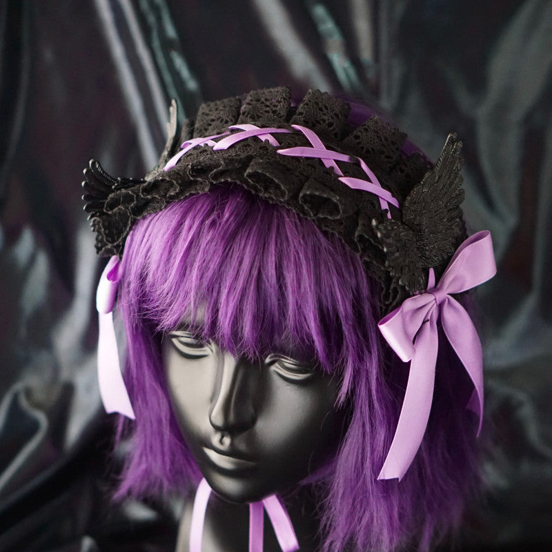 Strange Sugar - Black Wings Halloween Goth Lolita Hairband