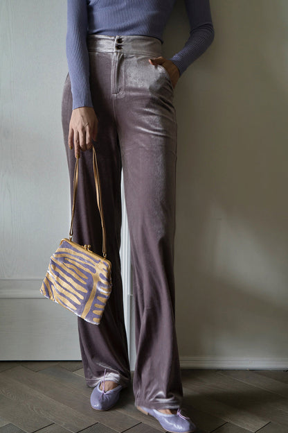 Colored wide leg velor pants