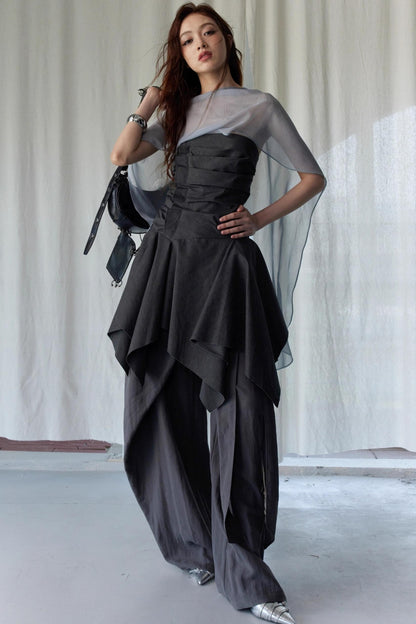 Lace-Trimmed Wide-Leg Culottes