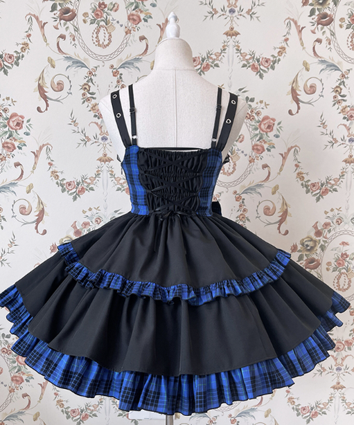 Alice Girl - Gothic Lolita Dress Blue Plaid Jumper Dress
