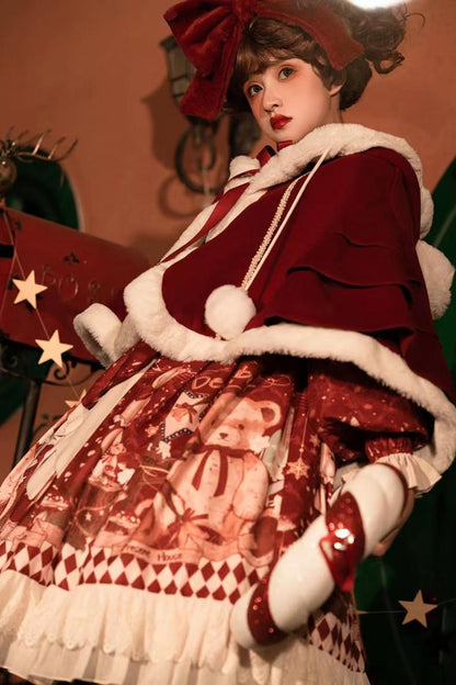 Your Princess - Bear Gift - Kawaii Lolita Christmas Dress and Cape
