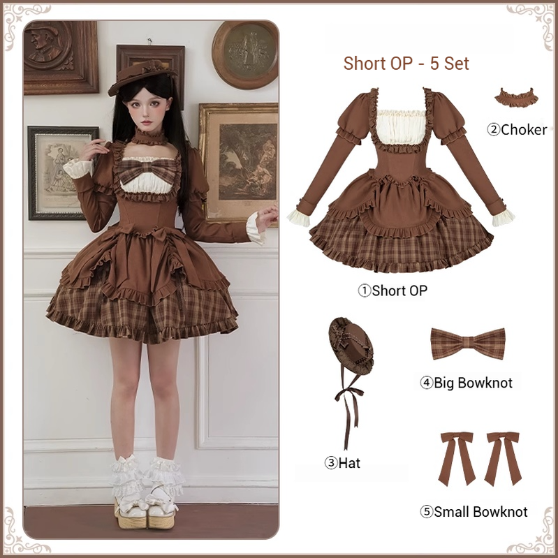 With PUJI - Oak Hymn - Classic Lolita Plaid OP Suit, Side Zipper