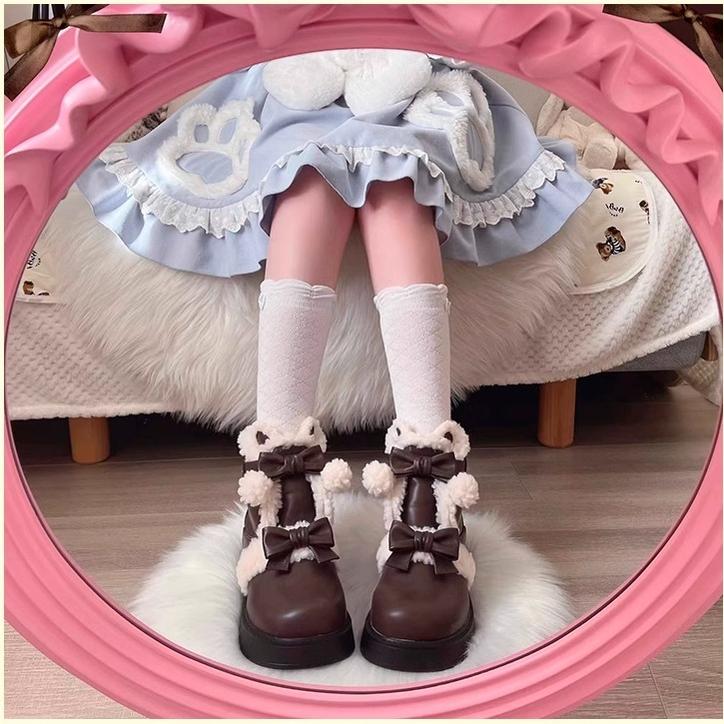 Beauty Bunny - Furry Bear - Winter Cute Lolita Shoes Short Snow Boots