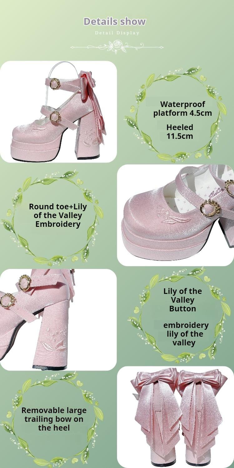 Dreamland - Floating Dream Lily - Elegant Lolita High Heel Shoes, Detachable Bow