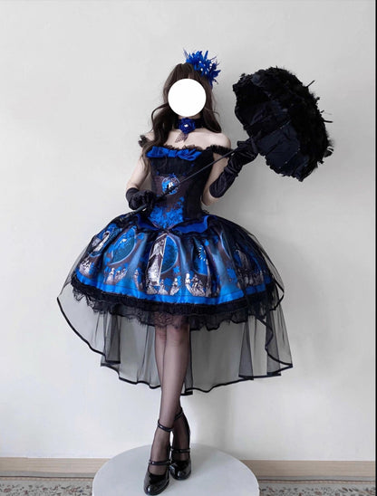 Caged Bird Hotel - Eclipsed Moon Gallery - Plus Size Halloween Gothic Lolita Skirt & Bodice Set