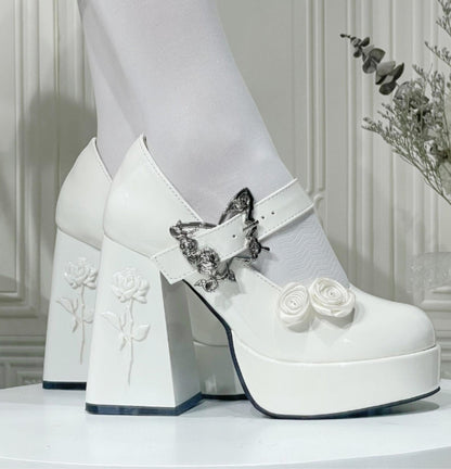 Dreamland - Cyclic Wonders - Elegant Lolita High Platform Shoes with Butterfly and Rose Details