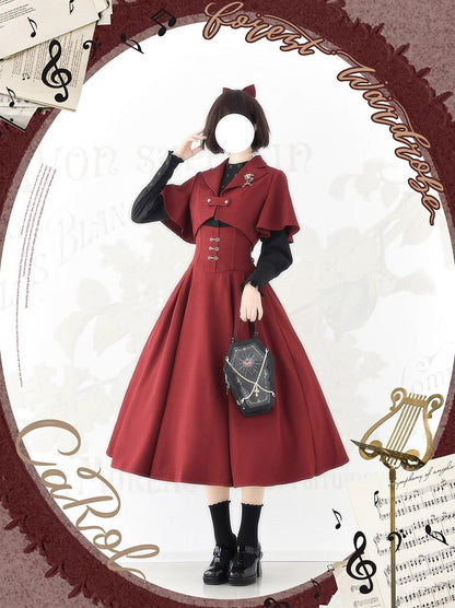 Forest Wardrobe - Vintage Lolita Fishbone Halter SK, Autumn Jacket