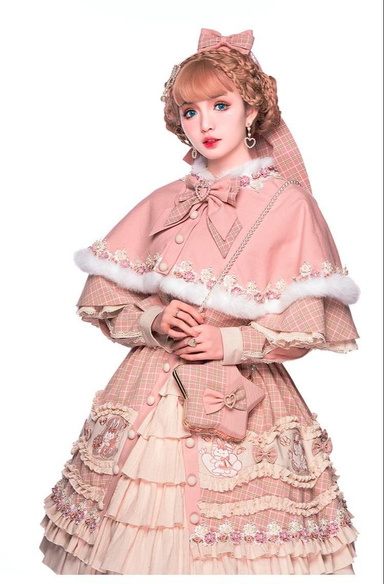 Youpairui - Helford - Sweet Coordinated Lolita Suit Pink Plaid Lolita SK Set