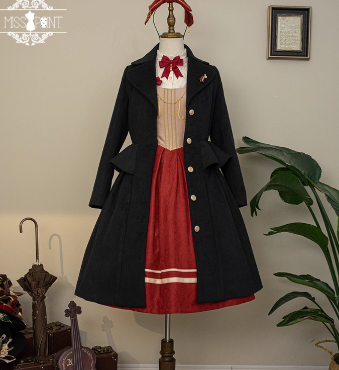 Miss Point - Golden Movement - Elegant Lolita Woolen Coat Quilted Overcoat Customized