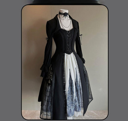 Susin Lolita - Night Traveler - Gothic Lolita Skirt Long Coat Long-Sleeved Shirt and Bustier