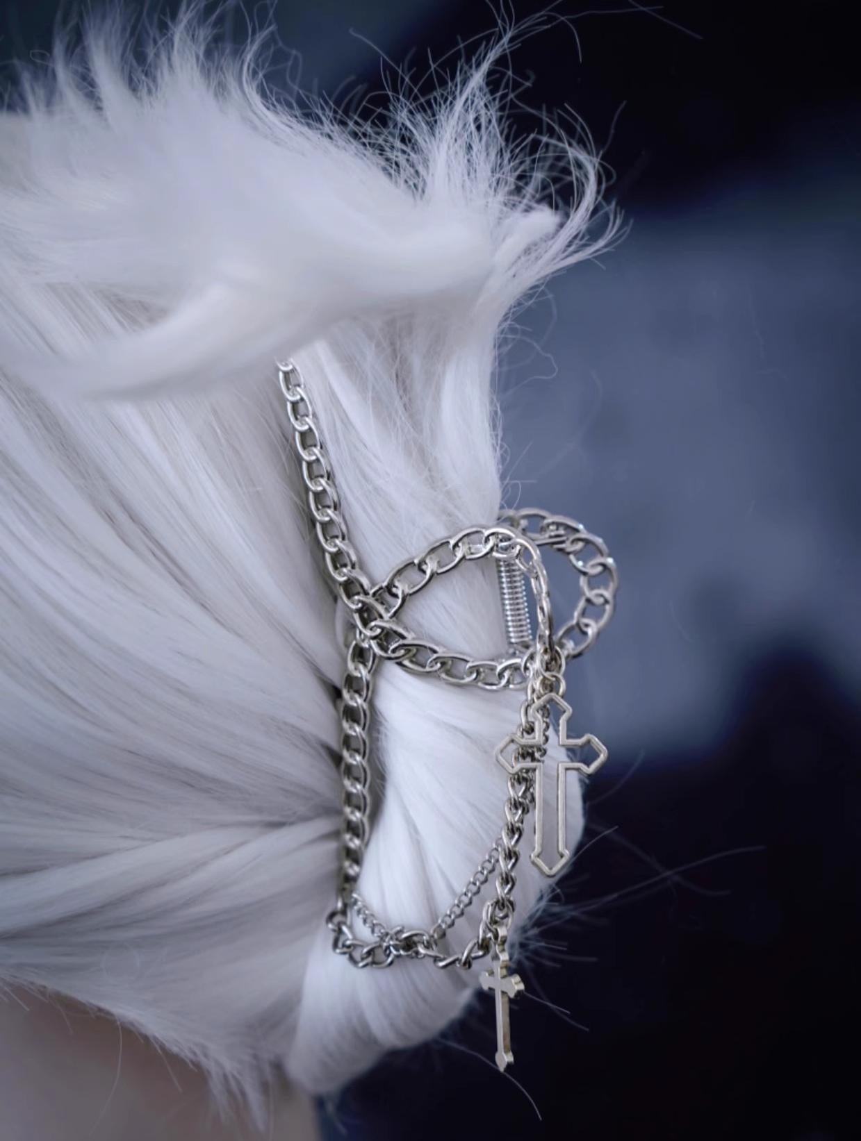 Strange Sugar - Gothic Lolita Hair Clip Alloy Bow Cross Lolita Claw Clip Accessories