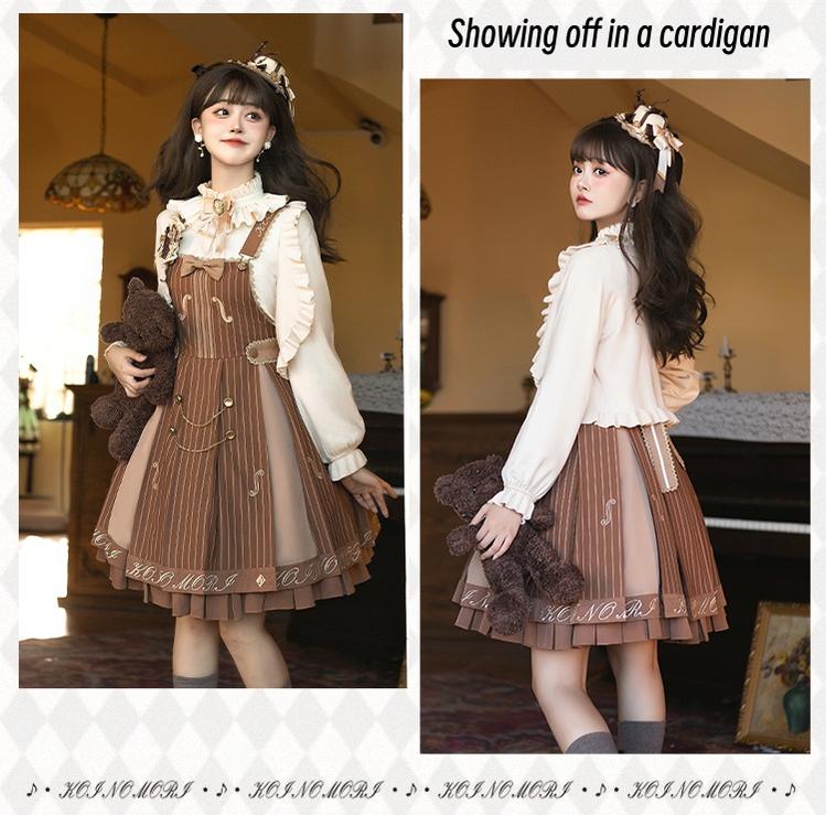 Forest Fluorescent Carps - Classic Lolita Salopette Set Violin Preppy Style Dress