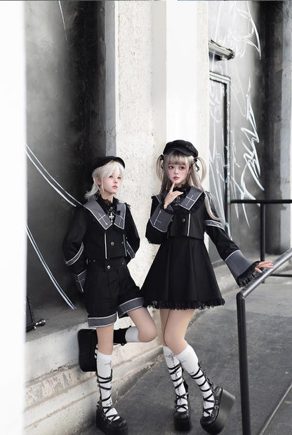 CastleToo - Rules of the Otherworld - Gothic Ouji Lolita Shorts Set with Embroidery Jacket