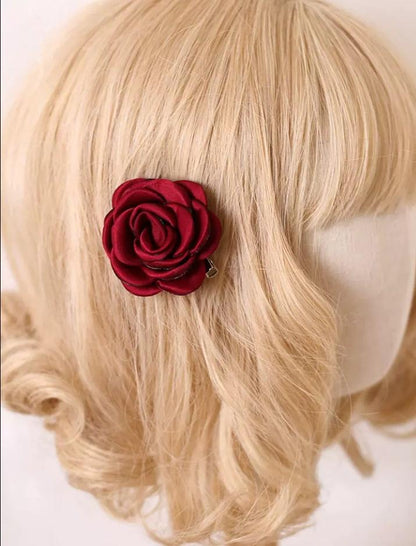 Xiaogui - Retro Lolita Brooch Rose Hairpins Flower Headdress