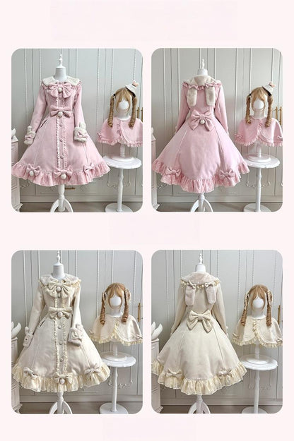 Mengfuzi - Nico Bunny - Winter Sweet Lolita Overcoat, Detachable Cape