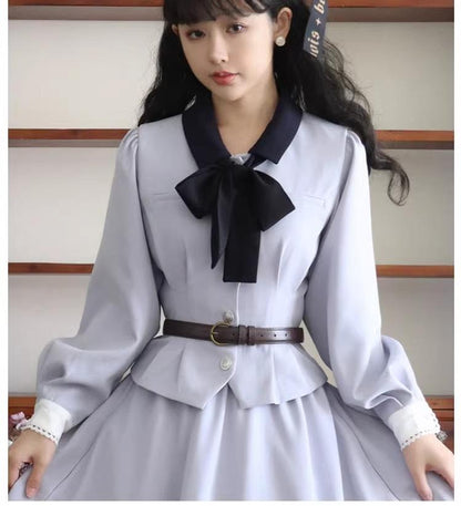 Sweet Wood - Daily Lolita Skirt Set Long sleeve Coat Dress Set