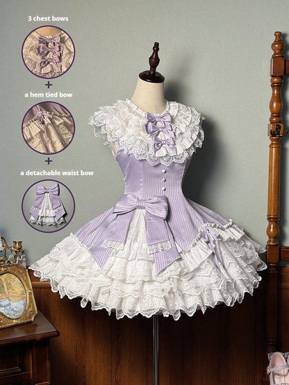 Alice Girl - Arrogant Miss - Sweet Lolita Jumper Dress with Tiered Lace Dress