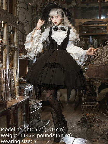 Your Princess - Dawn Witch - Black Gothic Lolita JSK Dress + White Blouse