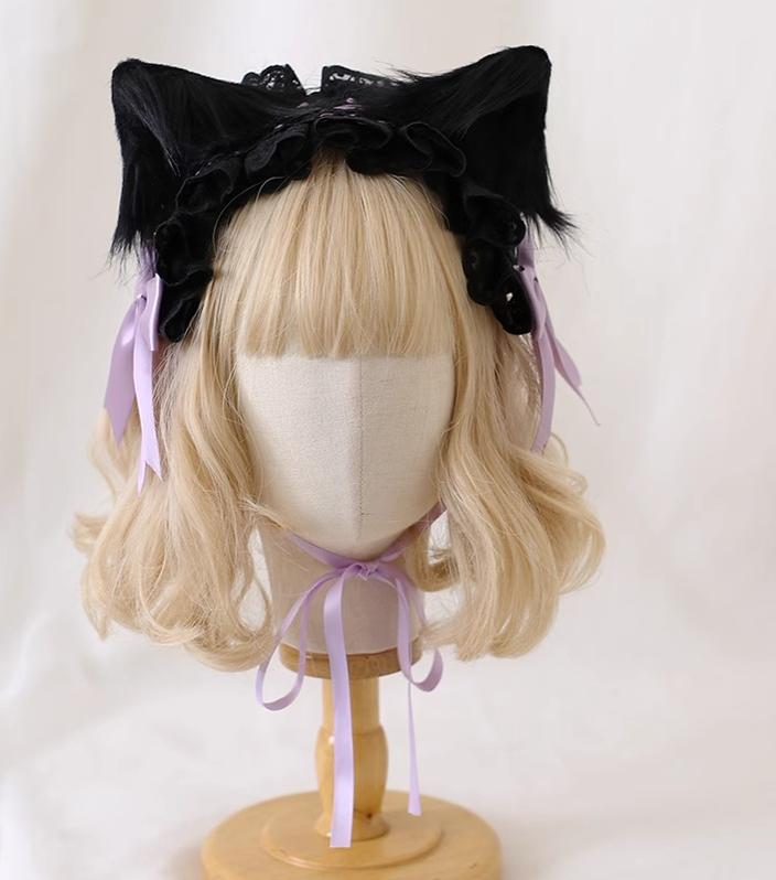 Xiaogui - Gothic Lolita Headband Cat Ear Hairpin