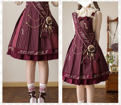 Forest Fluorescent Carps - Classic Lolita Salopette Set Violin Preppy Style Dress