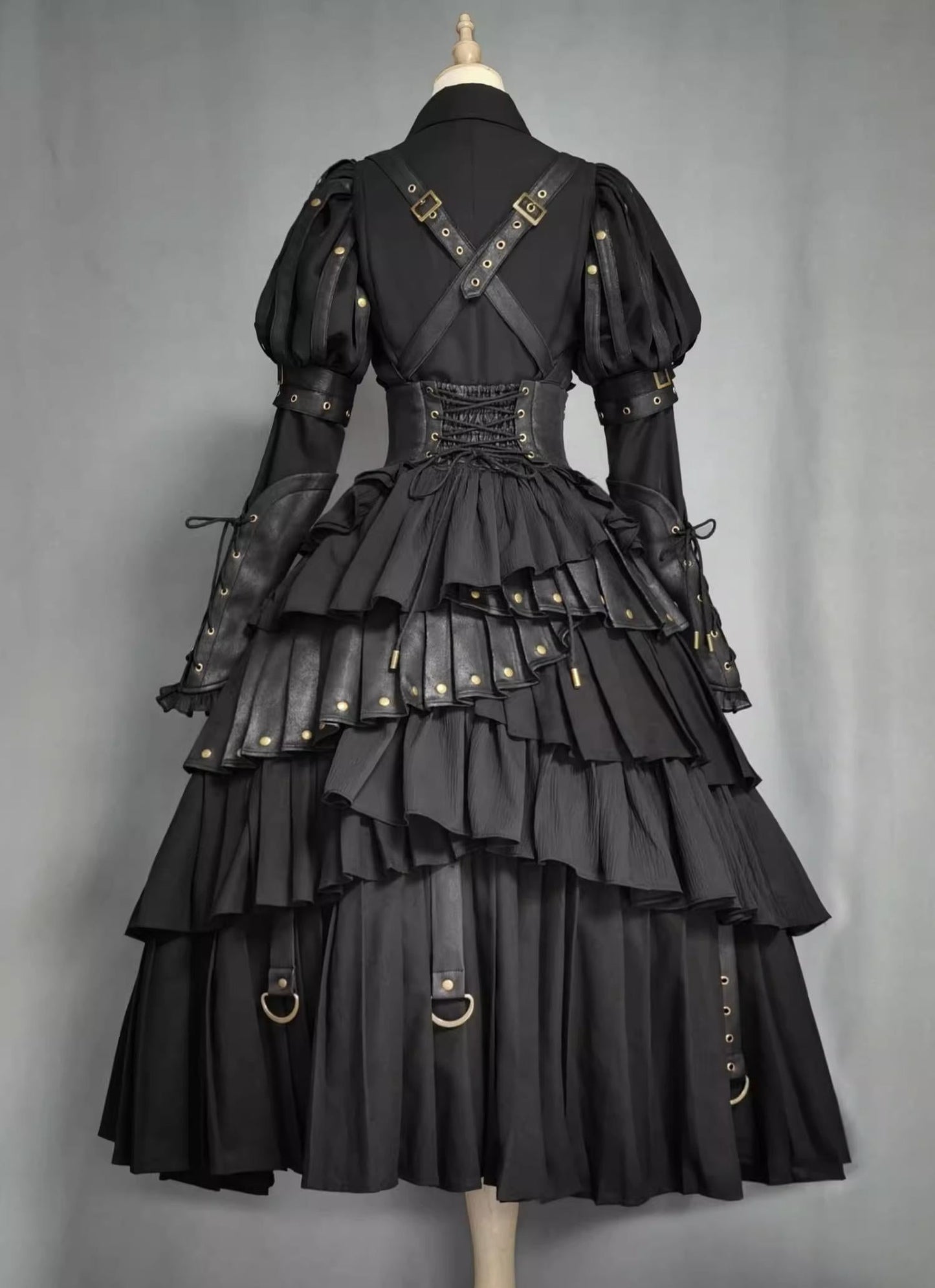 FOXTROT - Black Mist Beloved - Corset Gothic Lolita SK, Shirt, Faux Leather Cage Overlay