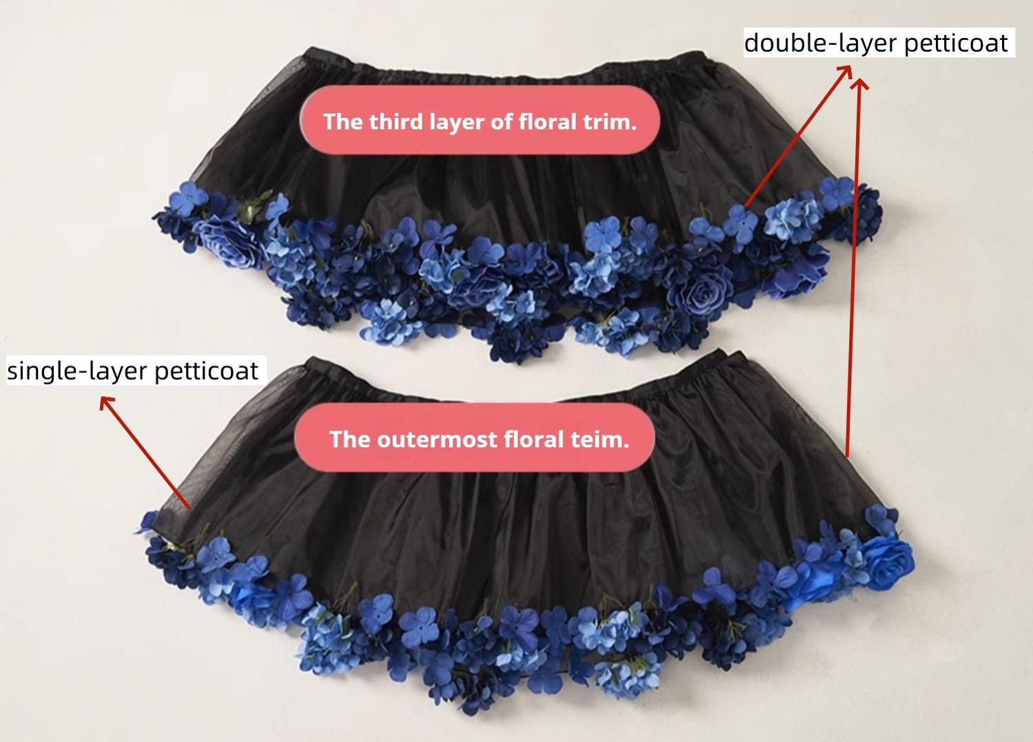 Sky Rabbit - Floral Lolita Petticoat with Detachable Trim