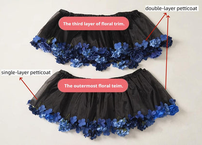Sky Rabbit - Floral Lolita Petticoat with Detachable Trim