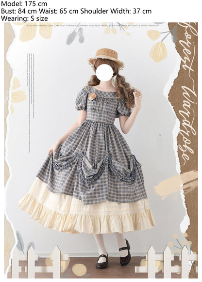 Forest Wardrobe - Forest Picnic - Classic Lolita OP Dress with Off-Shoulder and Lifting Hem