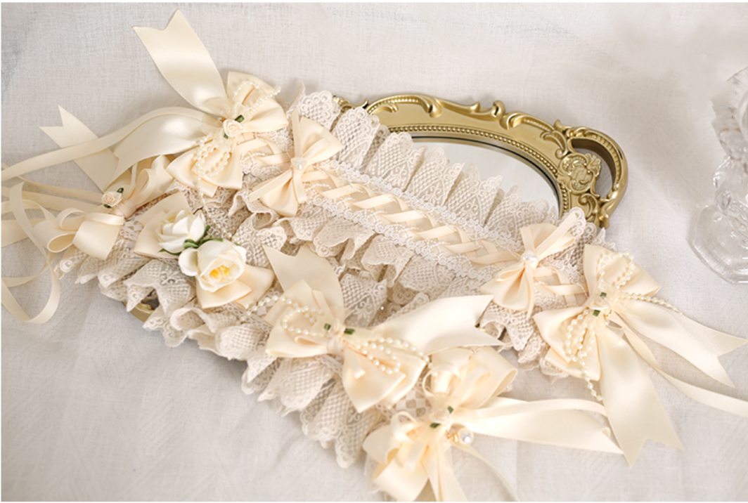 Xiaogui - Sweet Lolita Ivory Lace bow Hair Accessories