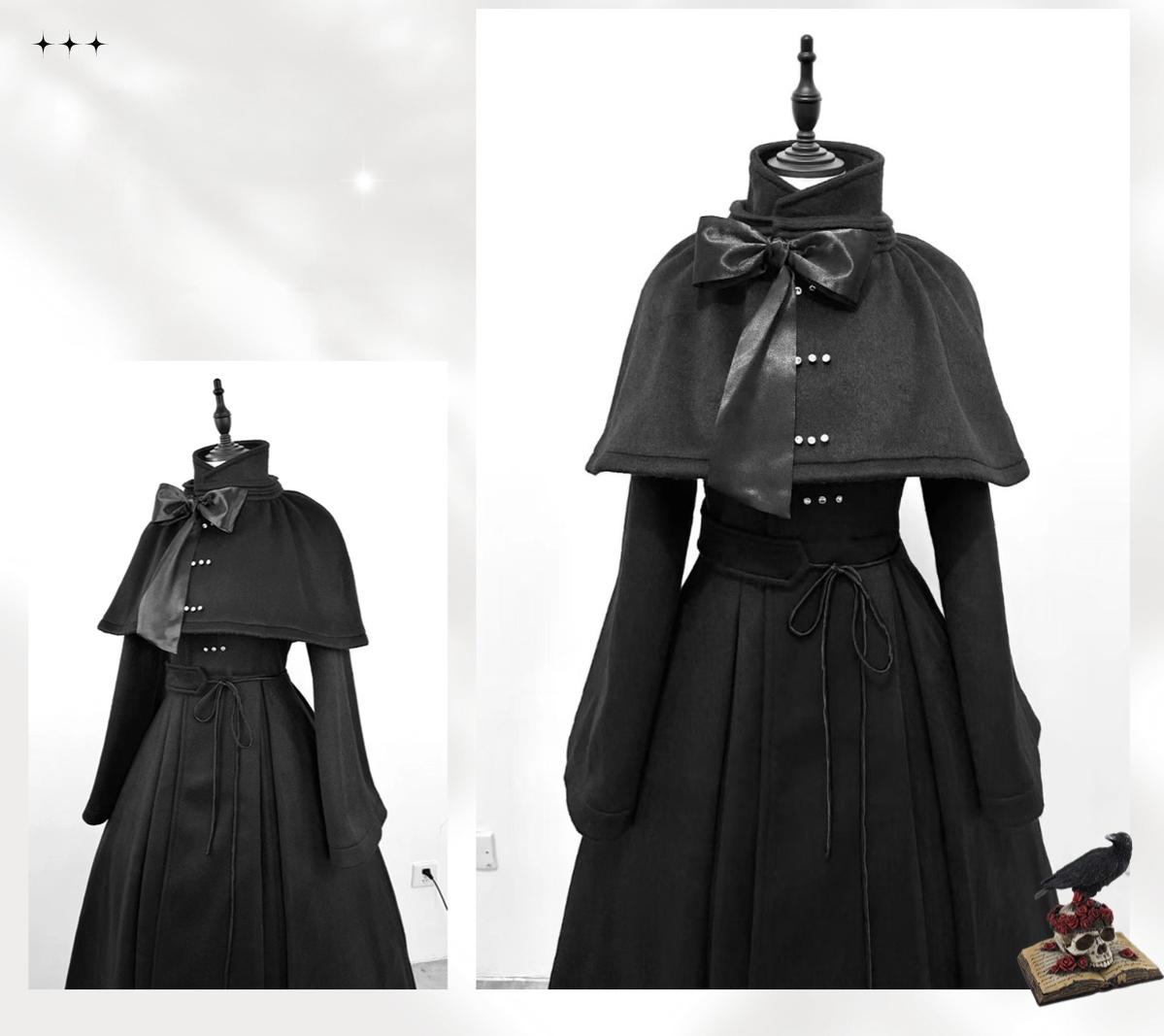 The Original Witch - Silent Hill - Winter Long Gothic Lolita Coat, Detachable Cape