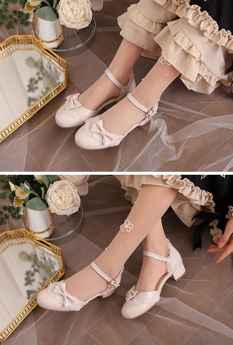Yana - Sweet Lolita Sandal with Low Chunky Heel and Bow Decoration