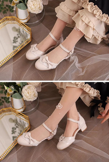 Yana - Sweet Lolita Sandal with Low Chunky Heel and Bow Decoration
