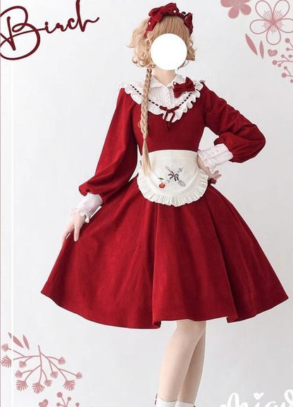 Miaoplus - Winter Birch Forest - Elegant Lolita OP Dress Corduroy Long Sleeve Winter Dress