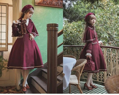 Unideer - Galaxy Traveler - Classic School Lolita Overcoat with Detachable Cape and Bow