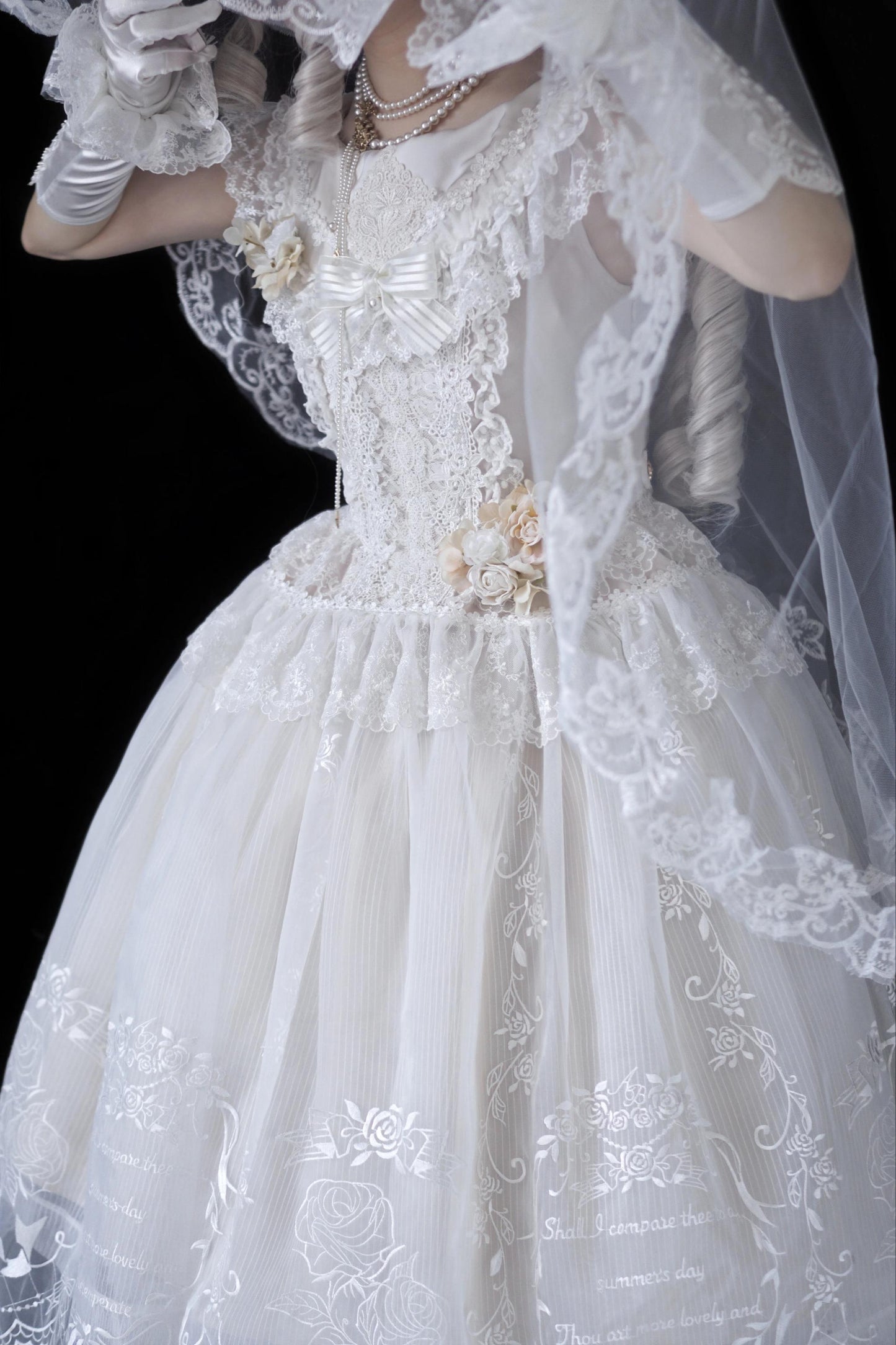 AuroraBorealis - Moonshadow - Gorgeous Wedding Lolita Dress Set Embroidered JSK SK and Bodice