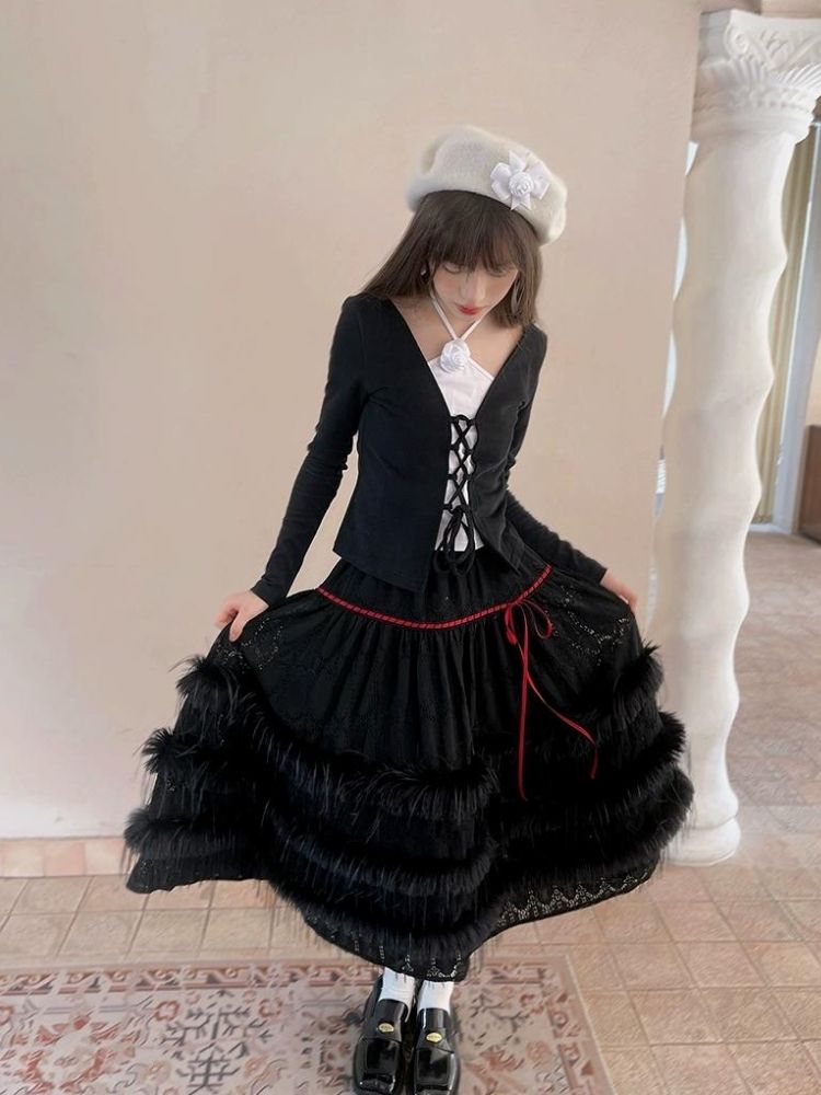 Lace Delicate Missy Long Half Skirt【s0000004906】