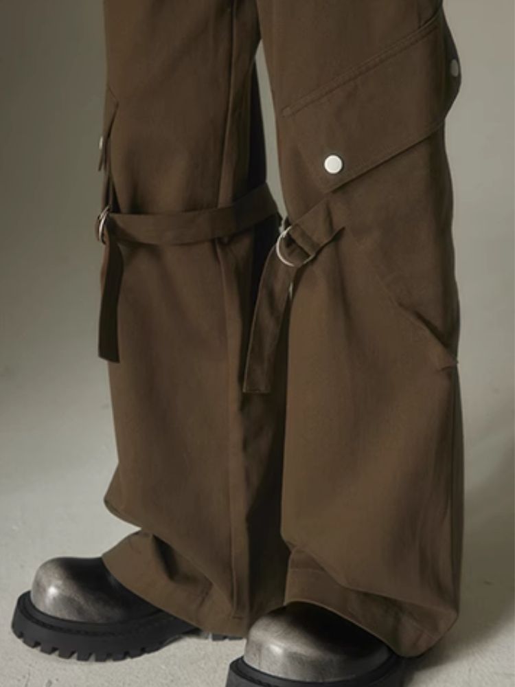 Double belt loose straight wide leg pants【s0000003975】