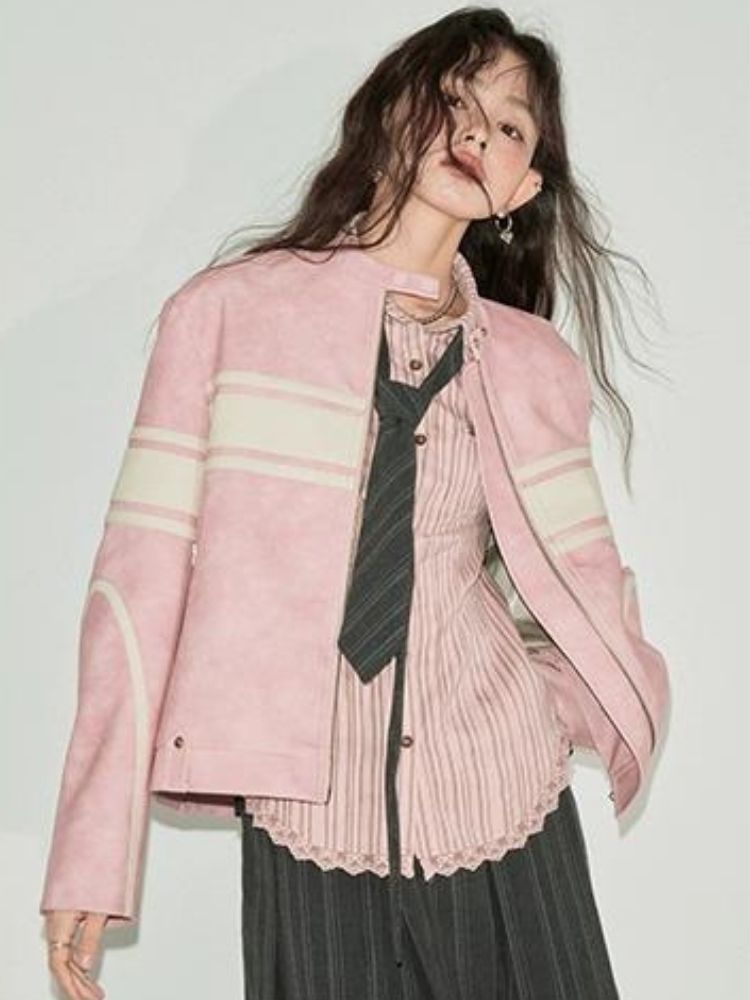 Pink Leather Jacket【s0000003286】