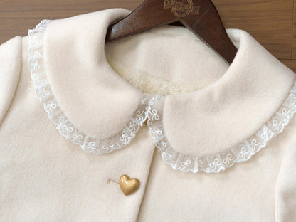 Dream Magic Box - Milk Puff - Winter Fleece-lined Sweet Lolita Coat, Detachable Collar