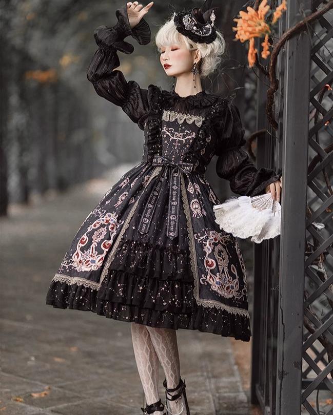 Cheese Cocoa - Star Drop Ceremony - Elegant Lolita JSK Printing Open Front Dress and Blouse Set