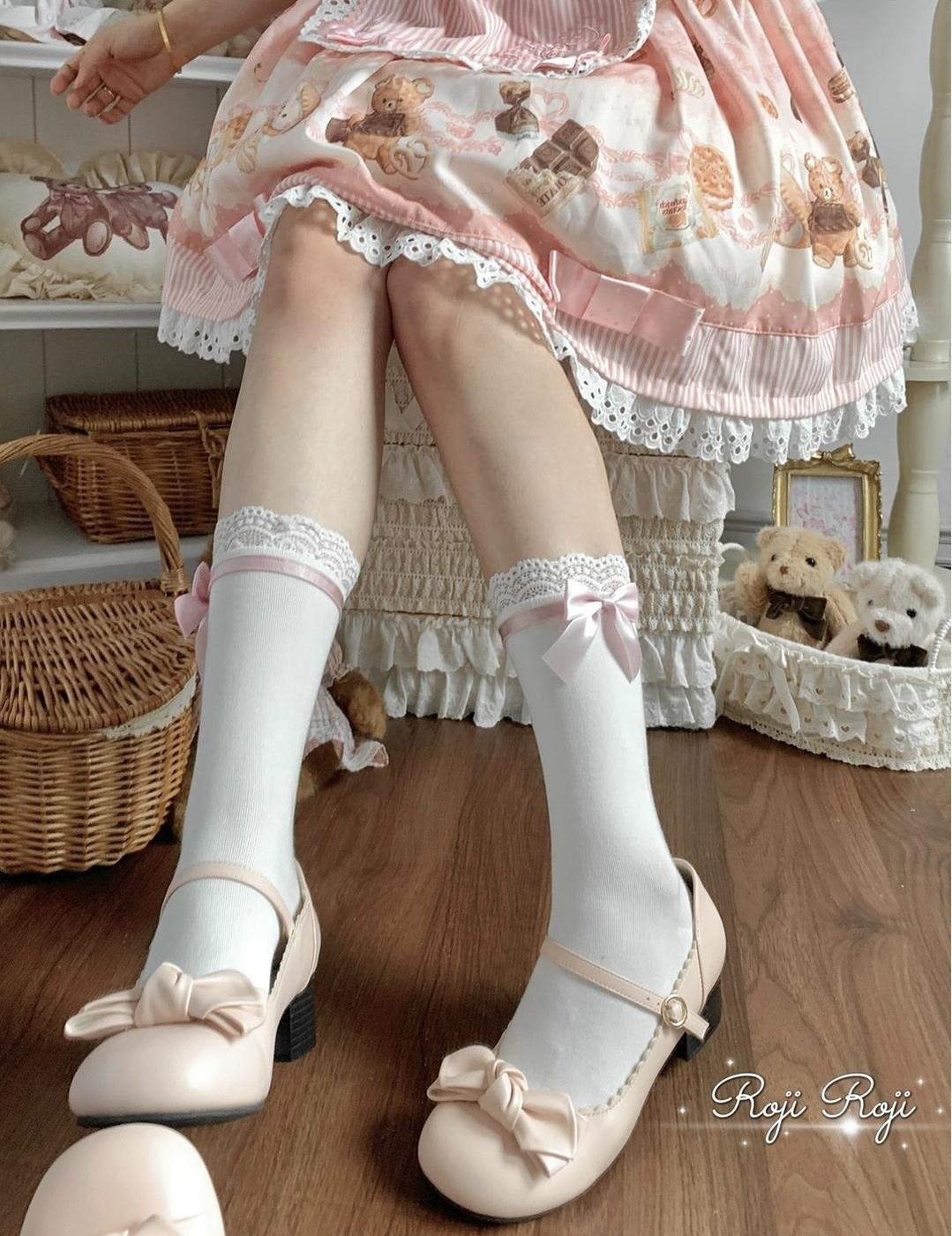 Roji Roji - Sweet Lolita Socks With Lace & Bow Details