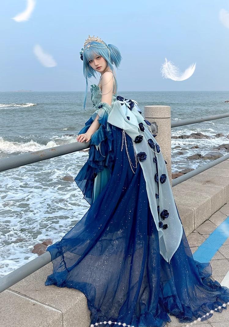 Meowing and Fruity - Swan Wonderland - Fairy Lolita JSK with High-Low Hem